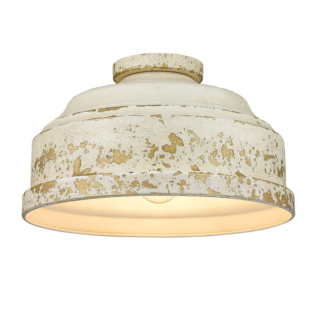 Golden Lighting Keating 3-light Flush Mount in Antique Ivory